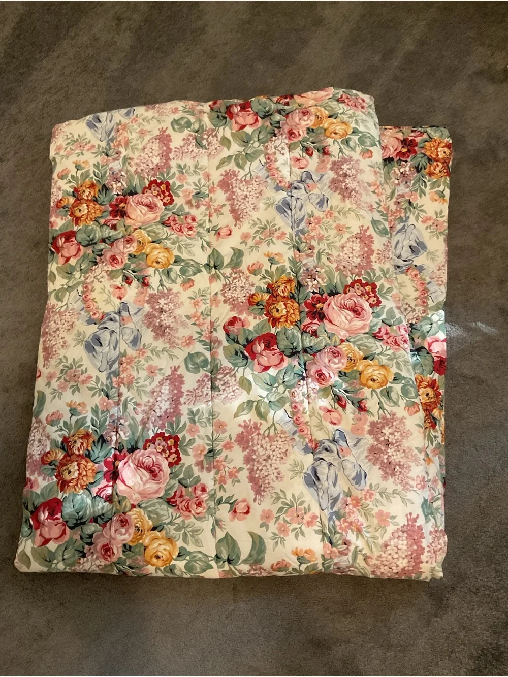Ralph Lauren Floral Cotton Comforter in Cream, Pink & Green